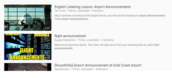 Czego się uczyć żeby nauczyć się angielskiego - airport announcements